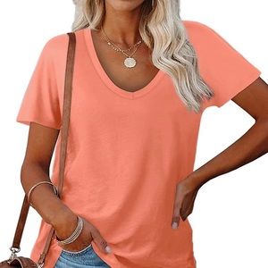 V Neck Coral T-shirt